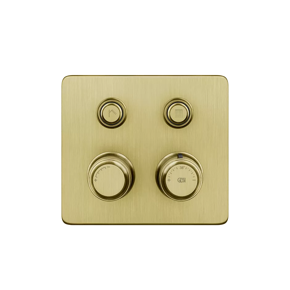 Внешняя часть термостатического смесителя для двух отдельных функций, с кнопкой включения/выключения.