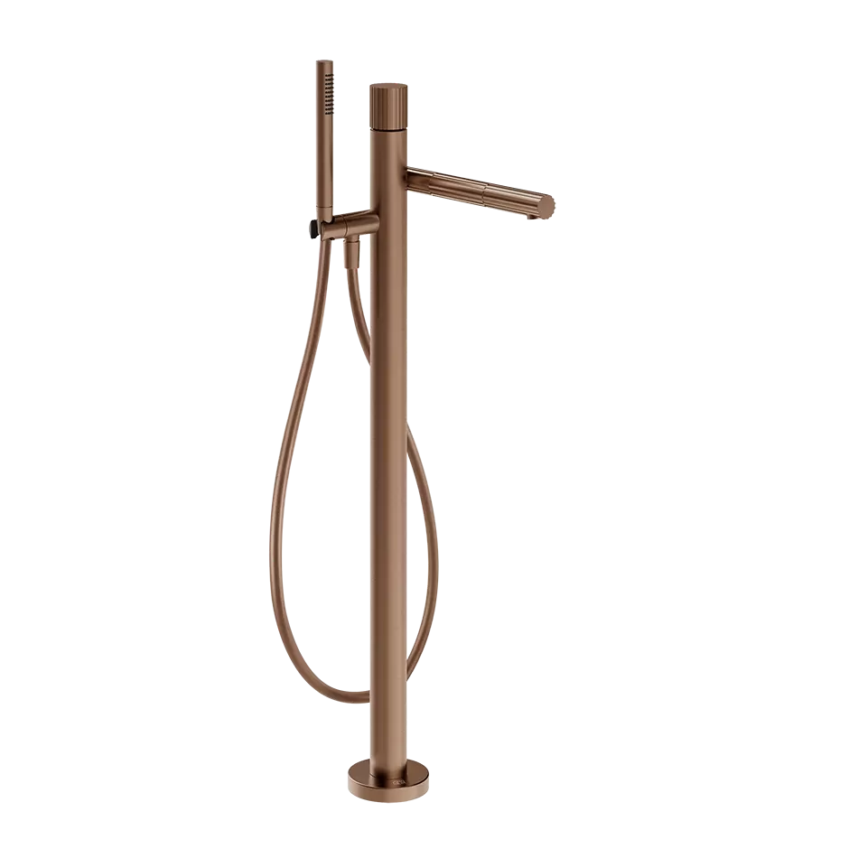 Смеситель для ванны напольный с душевым набором GESSI INCASTRI 708 Copper Brushed PVD
