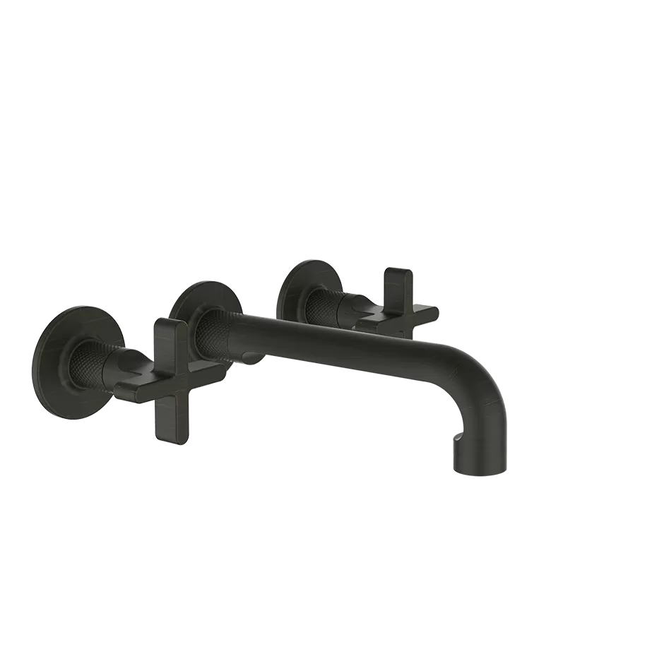 Смеситель для раковины настенный скрытого монтажа на 3 отверстия с средним изливом INCISO + 187 Aged Bronze GESSI