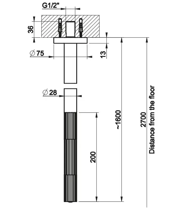 Потолочный излив без смесителя 1600мм GESSI INCASTRI 845 Dark Bronze