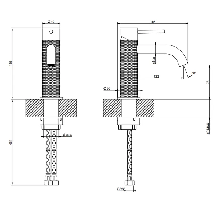 Смеситель для раковины CESELLO 707 Black Metal Brushed PVD GESSI