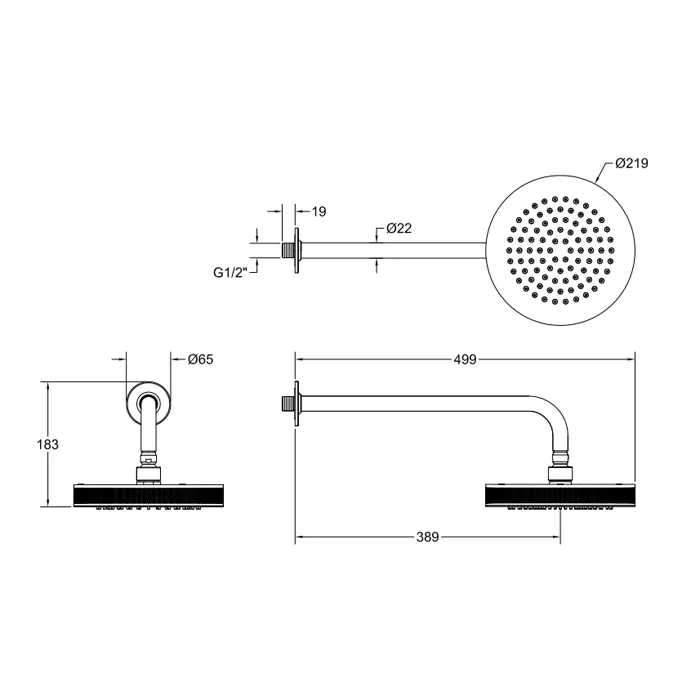 Верхний душ Ø218 настенный монтаж тропический ливень INCISO 149 Finox Brushed Nickel GESSI