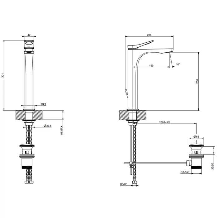 Смеситель для раковины высокий RILIEVO 031 Chrome GESSI