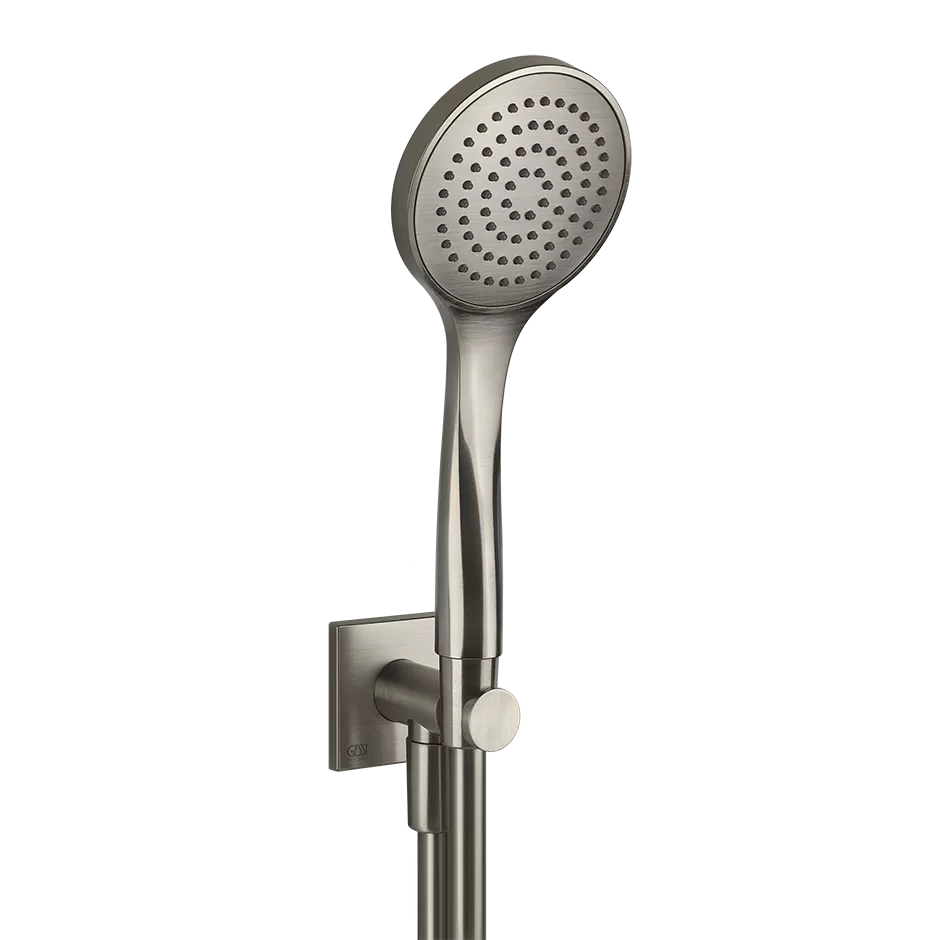 Gessi Emporio shower Душевой комплект, состоящий из вывода воды, держателя, шланга 1,50 м и лейки, цвет: Finox Brushed Nickel