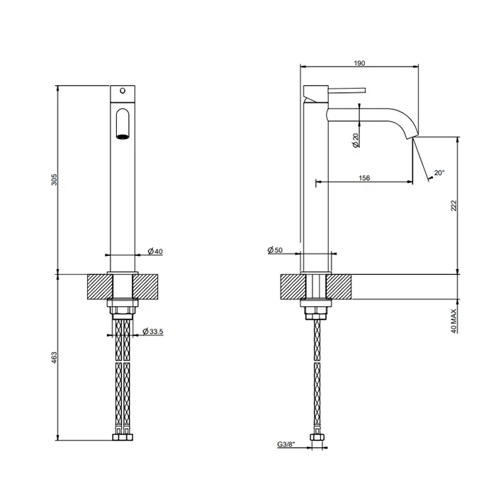 Смеситель для раковины высокий FLESSA 727 Brushed Brass PVD GESSI