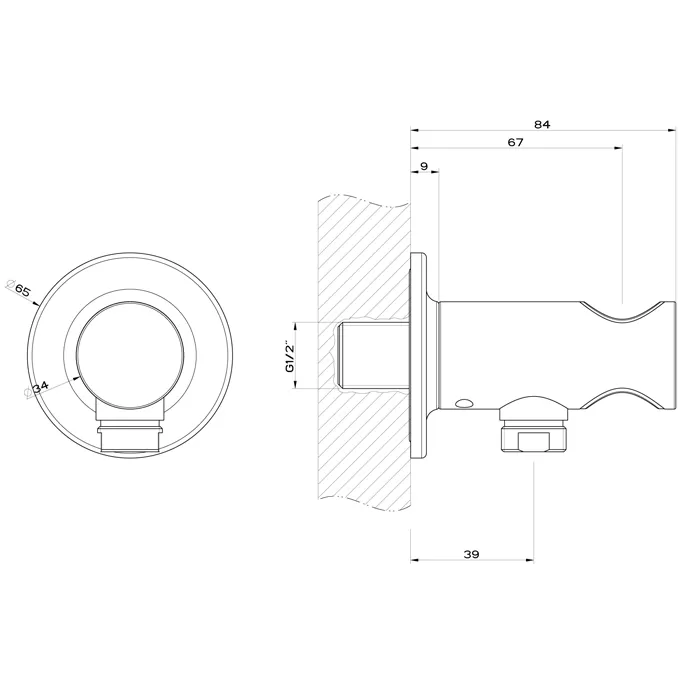 Держатель для душевой лейки с выводом воды
