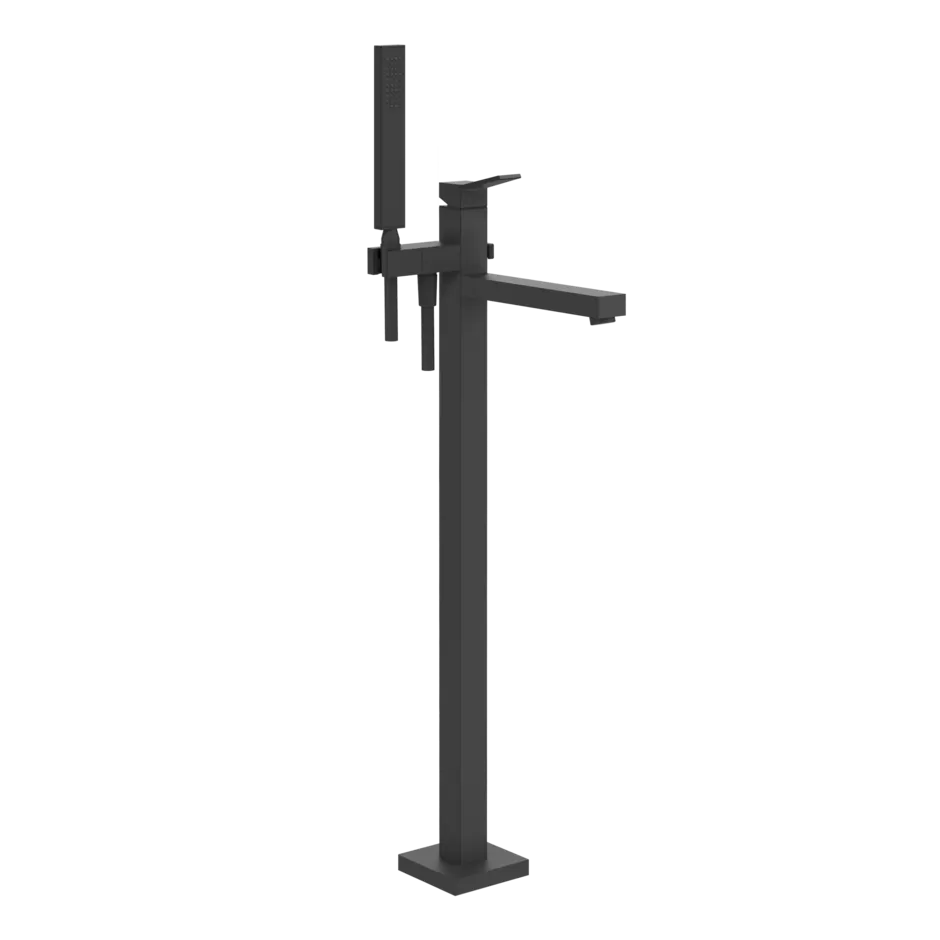 Смеситель для ванны напольный с душевым набором без скрытой части RETTANGOLO K 299 Black XL GESSI