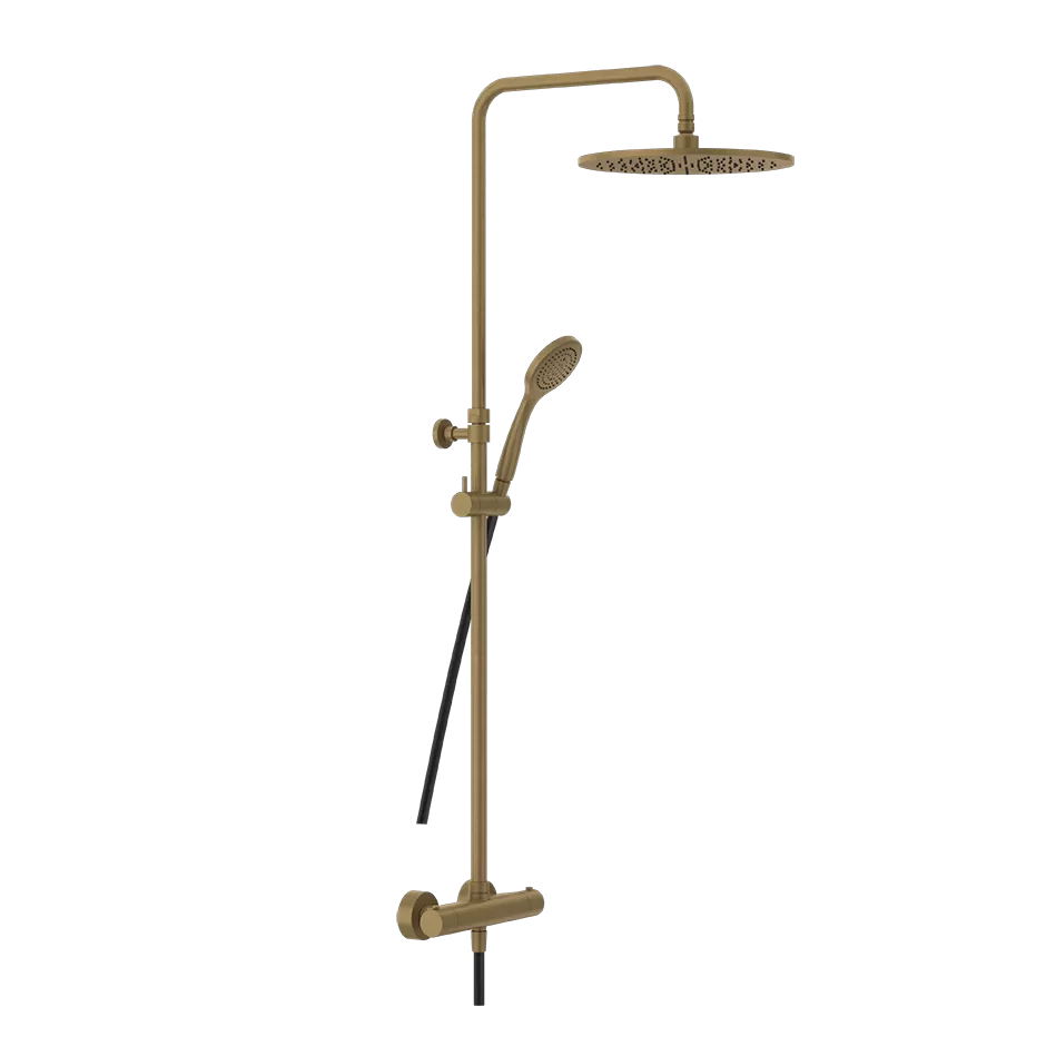 Душевая колонна: настенный смеситель-термостат, душевая головка, переключатель, штанга, шланг, душ
