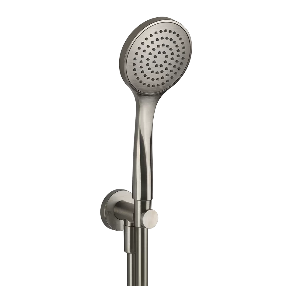 Gessi Emporio shower Душевой комплект, состоящий из вывода воды, держателя, шланга 1,50 м и лейки, цвет: Finox Brushed Nickel
