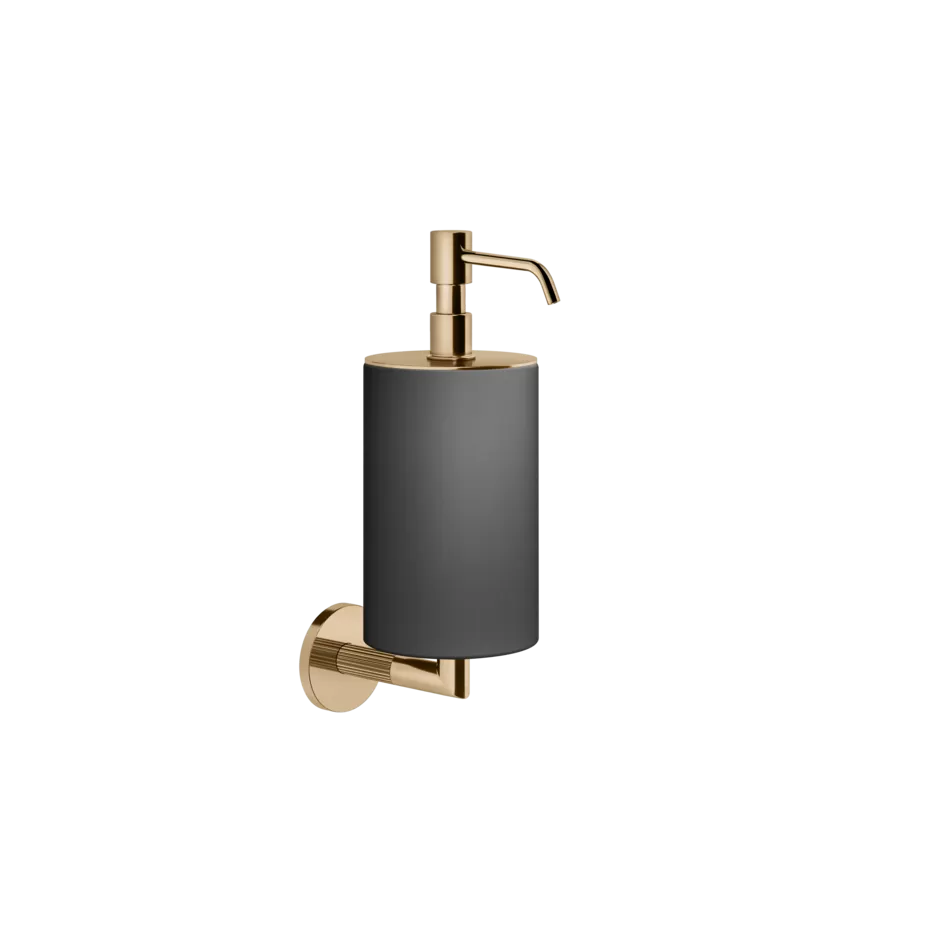 Дозатор для жидкого мыла настенный черное стекло INGRANAGGIO 735 Warm Bronze PVD GESSI