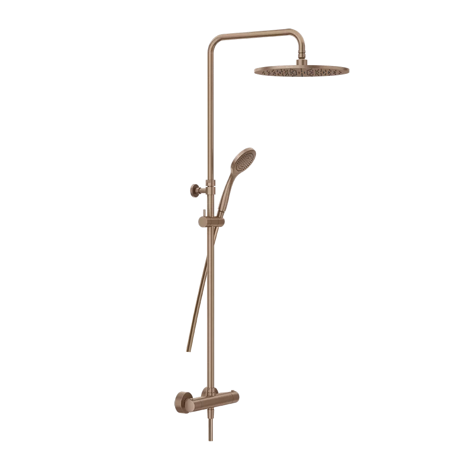Душевая колонна: настенный смеситель-термостат, душевая головка, переключатель, штанга, шланг, душ