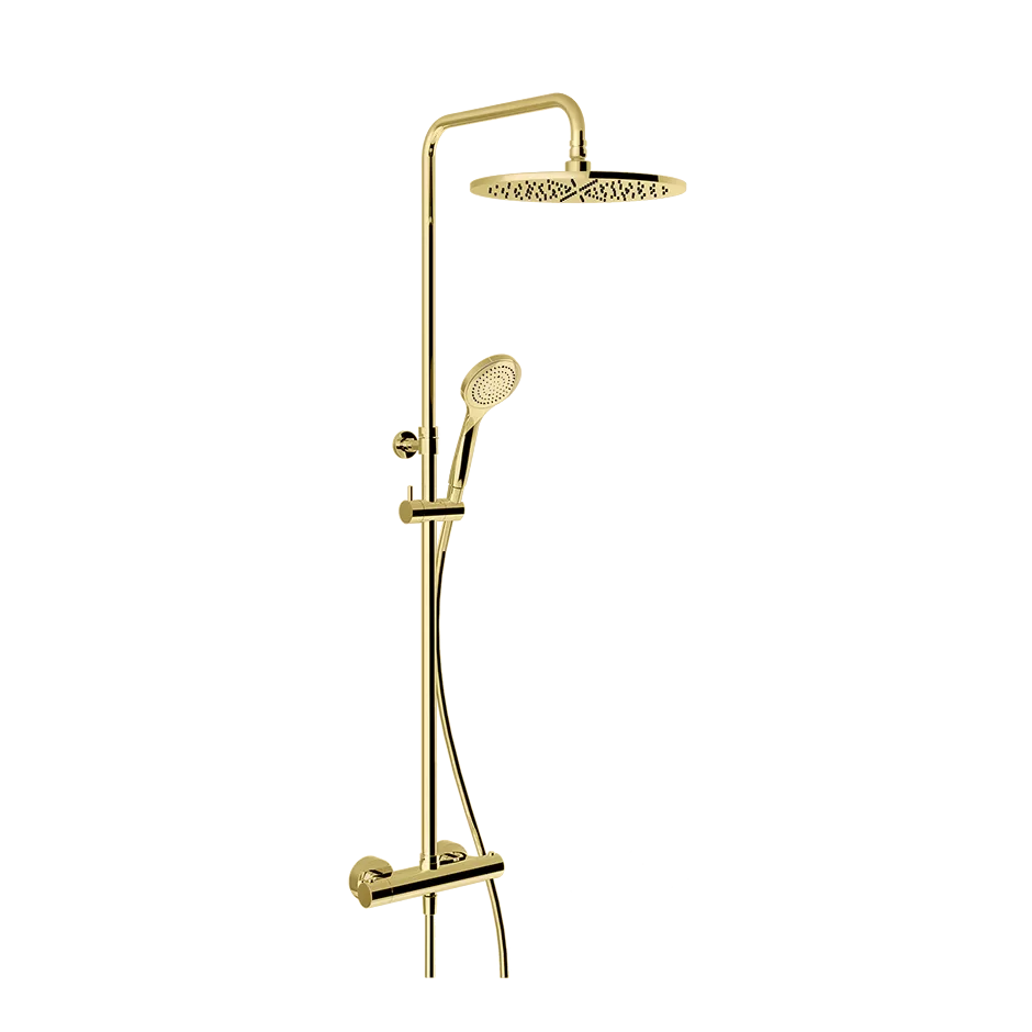 Душевая колонна: настенный смеситель-термостат, душевая головка, переключатель, штанга, шланг, душ