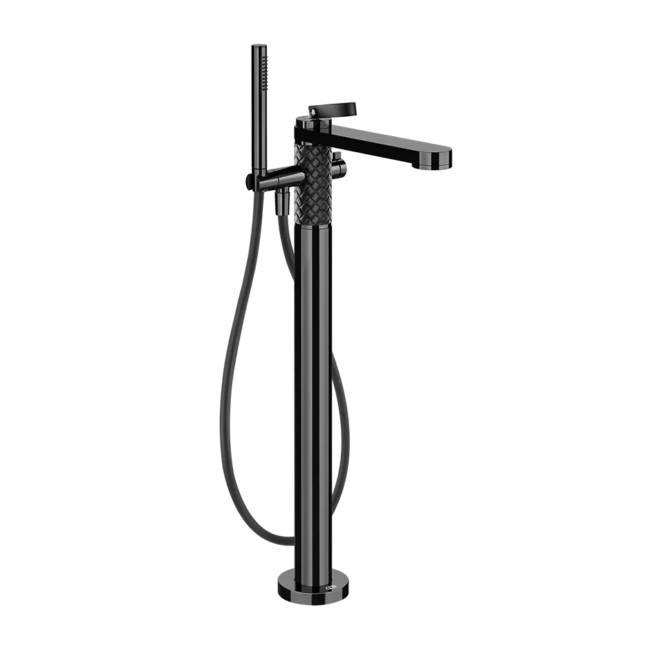 78428.439 Внешняя часть отдельно стоящего смесителя для ванны с ручным душем и переключателем. Имитация кожи.