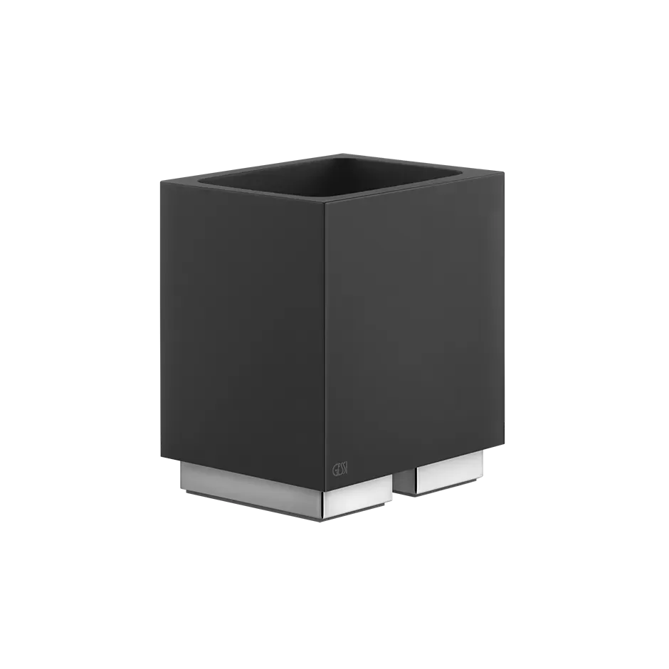 Стакан настольный черное стекло RETTANGOLO 149 Finox Brushed Nickel GESSI