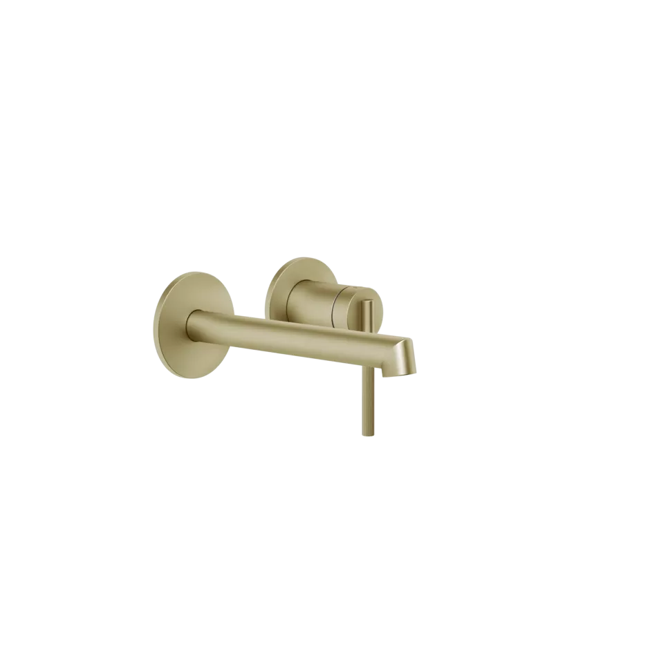 Смеситель для раковины настенный скрытого монтажа с коротким изливом INGRANAGGIO 727 Brushed Brass PVD GESSI