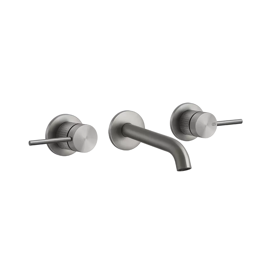 Смеситель для раковины настенный скрытого монтажа на 3 отверстия с длинным изливом CESELLO 239 Steel Brushed GESSI