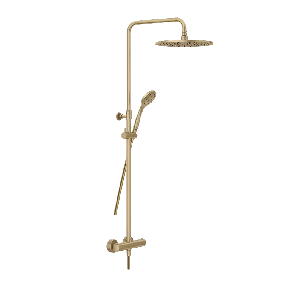 Душевая колонна: настенный смеситель-термостат, душевая головка, переключатель, штанга, шланг, душ