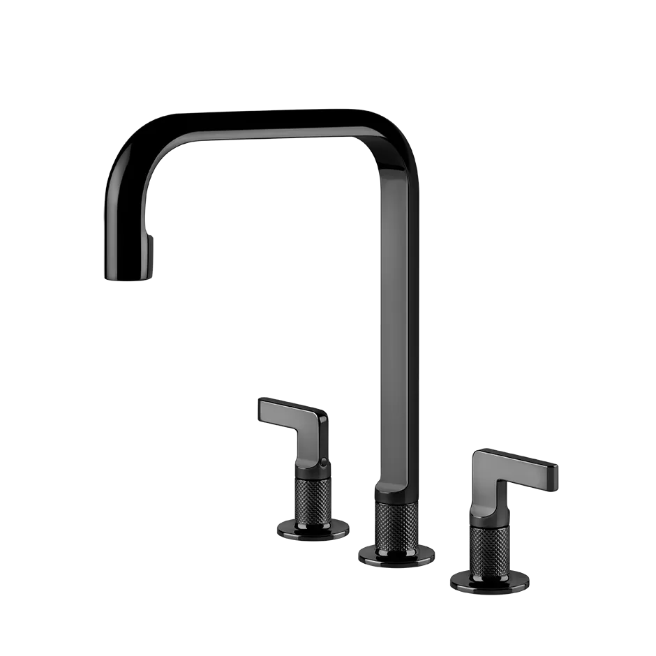 Смеситель для кухни на 3 отверстия стандартный излив INCISO 706 Black Metal PVD GESSI