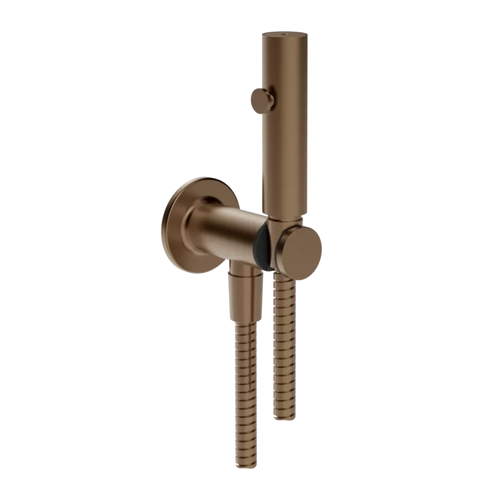 Гигиенический душ со шлангом держателем и скрытым подключением без смесителя INCISO 708 Copper Brushed PVD GESSI