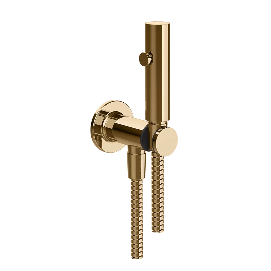 Гидроершик для унитаза со шлангом держателем и скрытым подключением без смесителя INCISO 735 Warm Bronze PVD GESSI