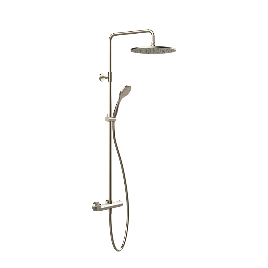Gessi Emporio shower Настенный смеситель-термостат, душевая головка, переключатель, штанга, шланг, душ, цвет: Finox Brushed Nickel