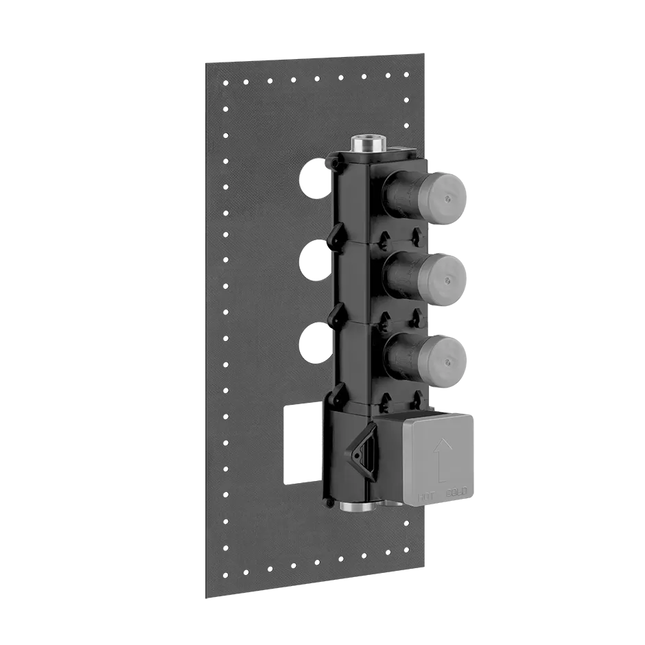 Встраиваемая часть для термостатического смесителя с 3 независимыми выходами высокой производительности