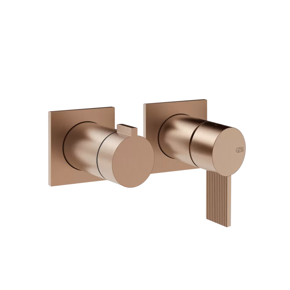 Смеситель для ванны/душа скрытого монтажа внешняя часть 2 потока INVERSO RIGATO 708 Copper Brushed PVD GESSI