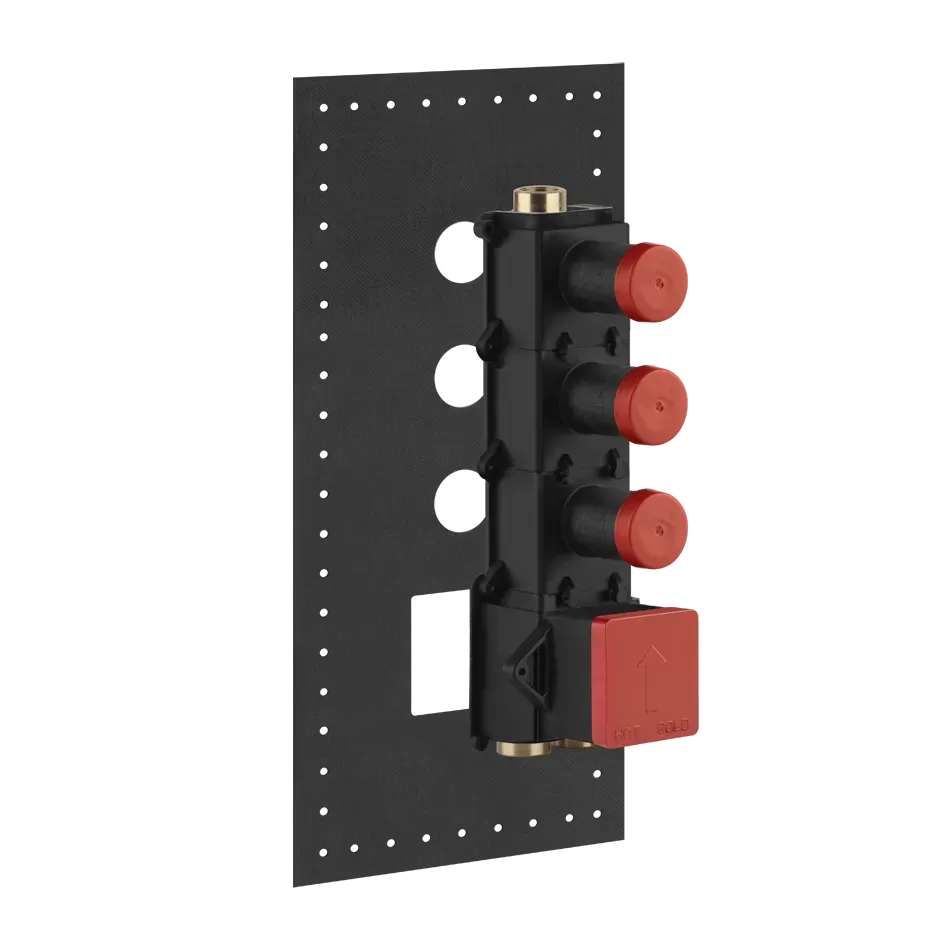 Встраиваемая часть для термостатического смесителя с 3 независимыми выходами высокой производительности