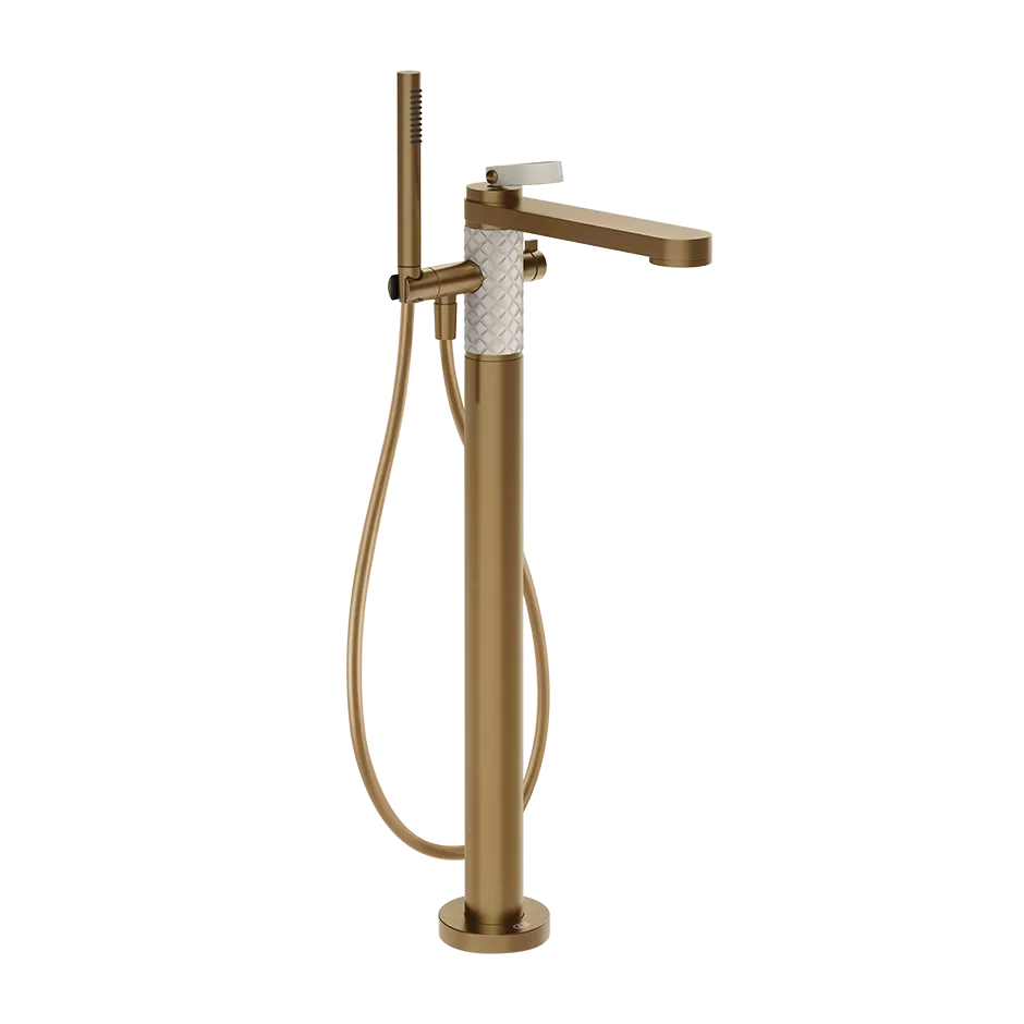 78428.448 Внешняя часть отдельно стоящего смесителя для ванны с ручным душем и переключателем. Имитация кожи.