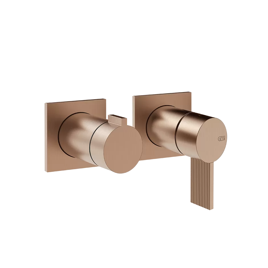 Смеситель для ванны/душа скрытого монтажа внешняя часть 2 потока INVERSO RIGATO 708 Copper Brushed PVD GESSI