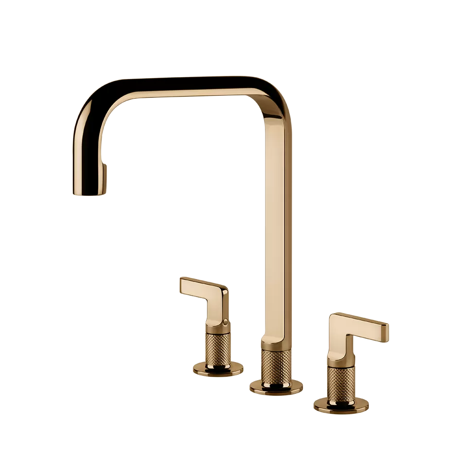 Смеситель для кухни на 3 отверстия стандартный излив INCISO 735 Warm Bronze PVD GESSI