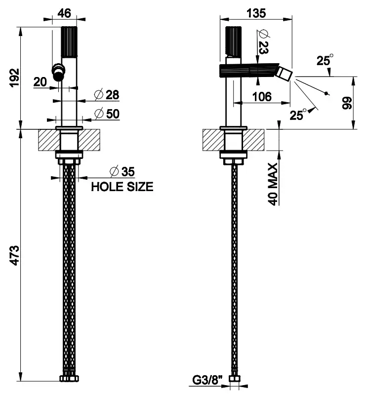 Смеситель для биде GESSI INCASTRI 761 Brushed Coffee Bronze Pvd
