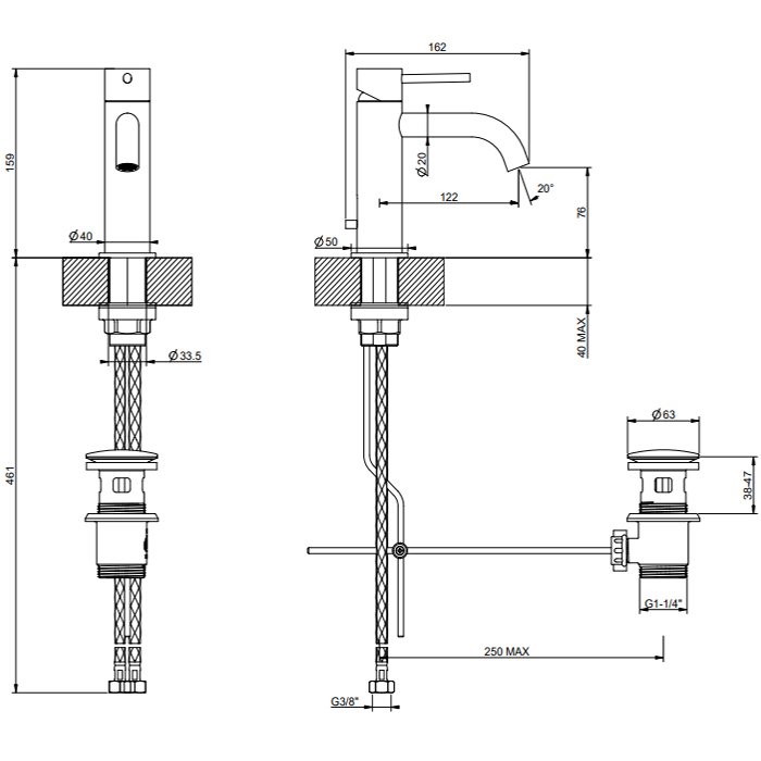 Смеситель для раковины FLESSA 299 Black XL GESSI