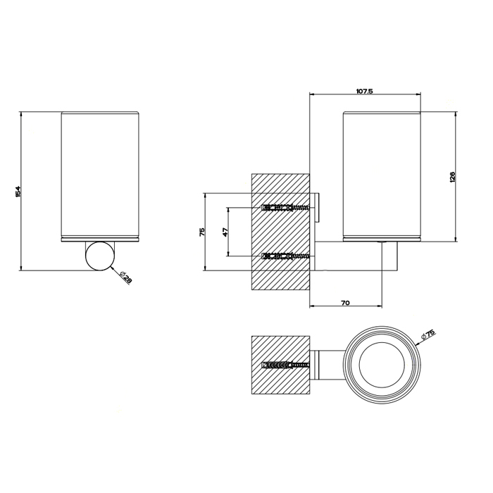 Стакан настенный белое стекло GESSI316 239 Steel Brushed GESSI