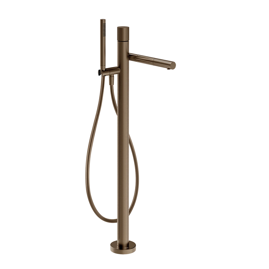 Смеситель для ванны напольный с душевым набором GESSI INCASTRI 761 Brushed Coffee Bronze Pvd