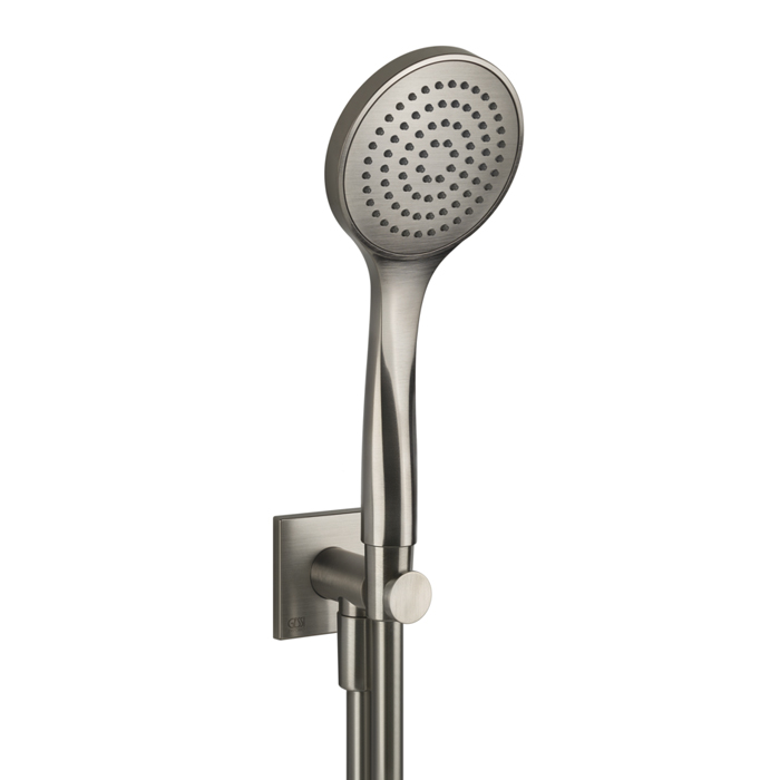 Gessi Emporio shower Душевой комплект, состоящий из вывода воды, держателя, шланга 1,50 м и лейки, цвет: Finox Brushed Nickel