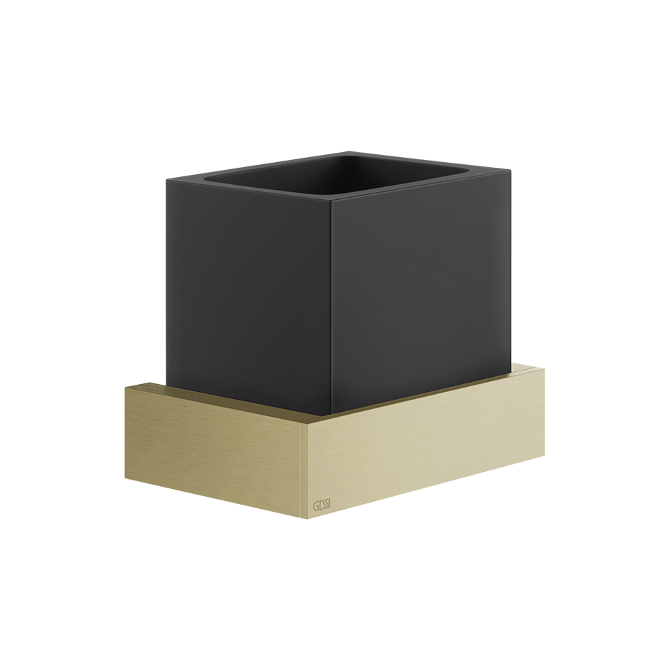 Стакан настенный черное стекло RETTANGOLO 727 Brushed Brass PVD GESSI