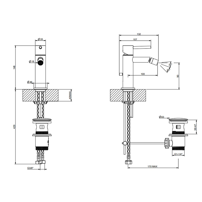 Смеситель для биде с донным клапаном EMPORIO VIA TORTONA 299 Black XL GESSI