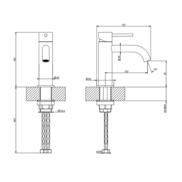 Смеситель для раковины FLESSA 727 Brushed Brass PVD GESSI