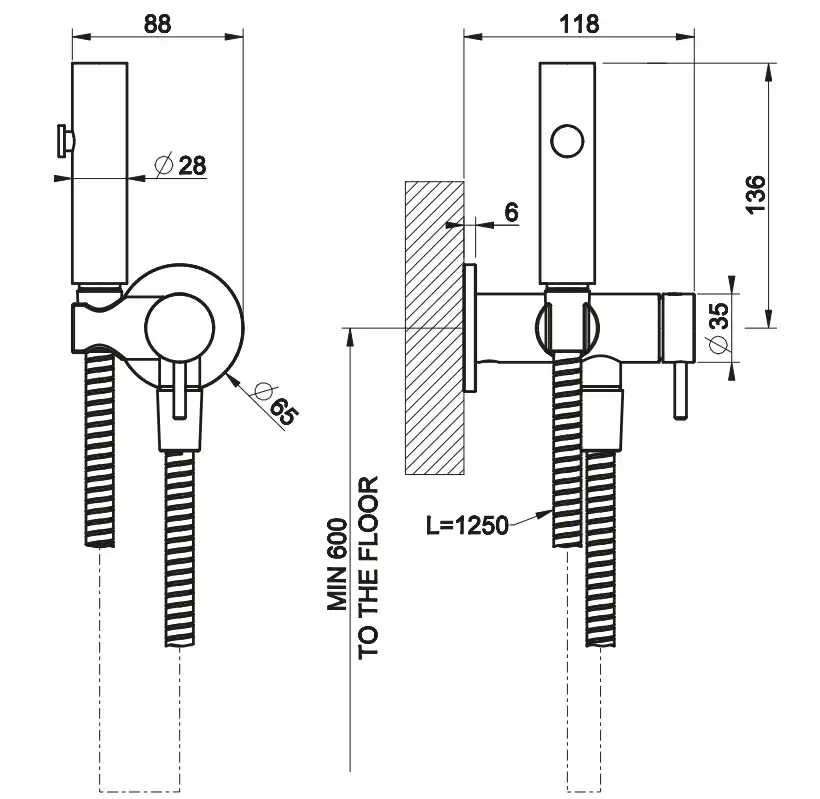 Гигиенический душ со смесителем GESSI INVERSO 791 Deep Bronze Brushed