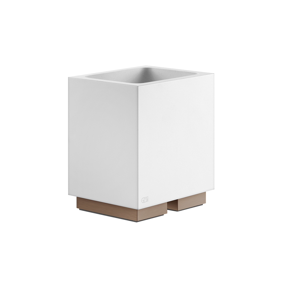 Стакан настольный белое стекло RETTANGOLO 708 Copper Brushed PVD GESSI