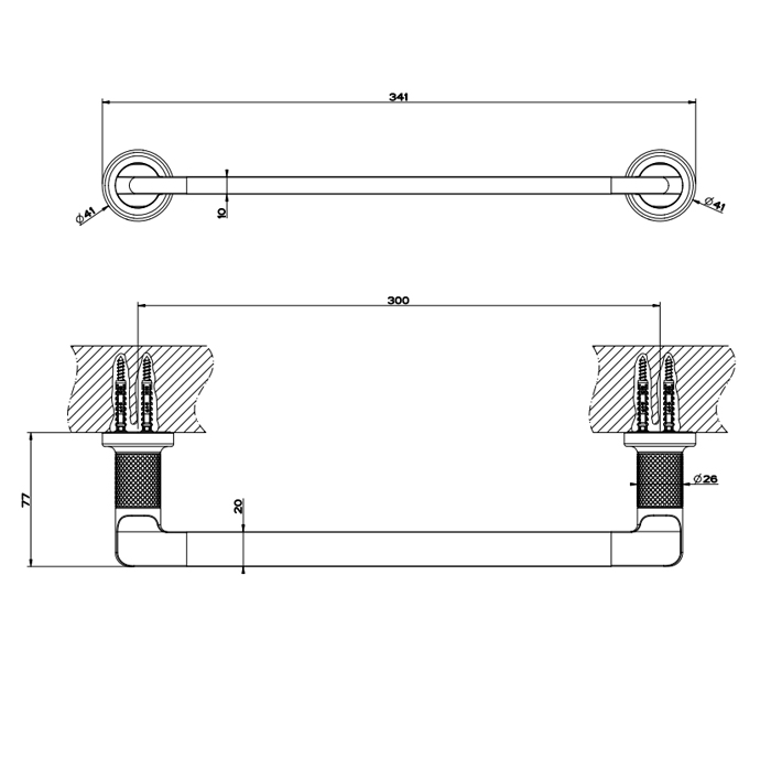 Настенный полотенцедержатель, 30 см