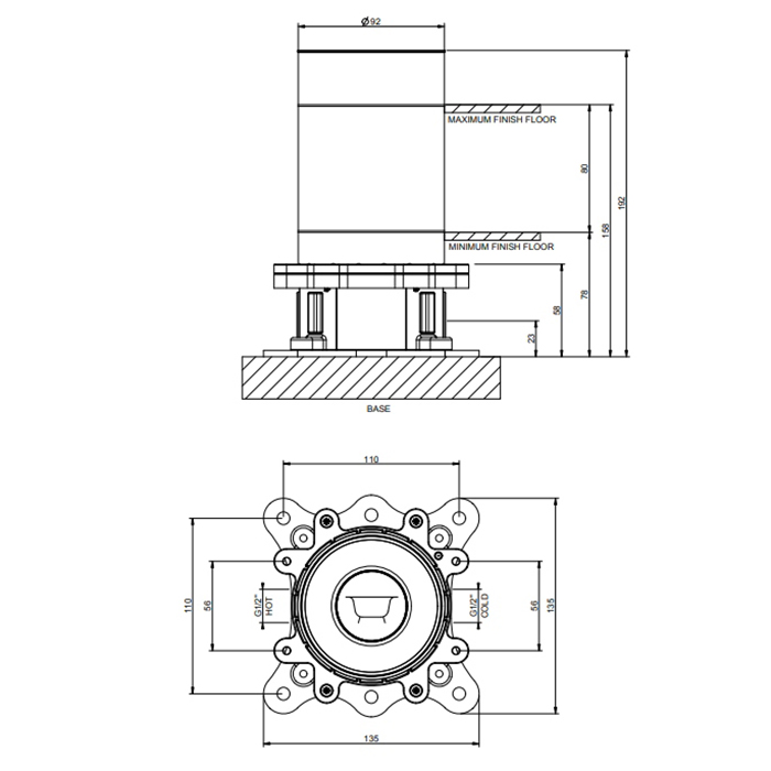 Gessi Via manzoni Встраиваемая часть для напольного смесителя для ванны с душевой лейкой, цвет: Chrome