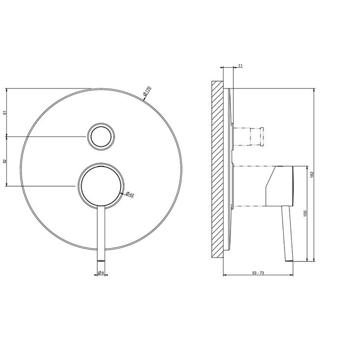 Смеситель для ванны/душа скрытого монтажа внешняя часть 2 потока EMPORIO VIA TORTONA 031 Chrome gessi